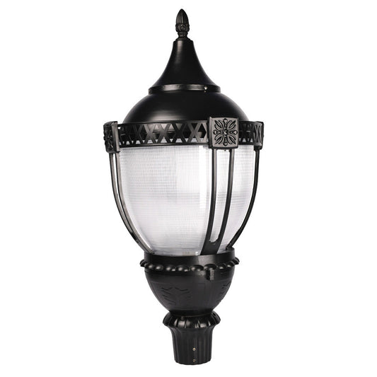 LED Designer Post Top Light - Large - Selectable 100/80/60 Watt - 13000 Max Lumens - Color Selectable 30K/40K/50K - 120-277V - Black - Fits Up to 3 Inch Pole Top