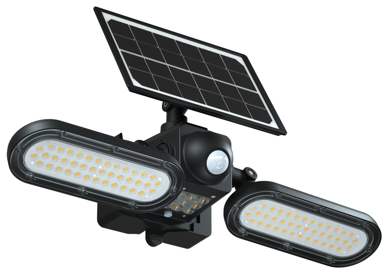 LED Solar Wall Lights - 15 Watt - 6000K Daylight Deluxe - Black Finish