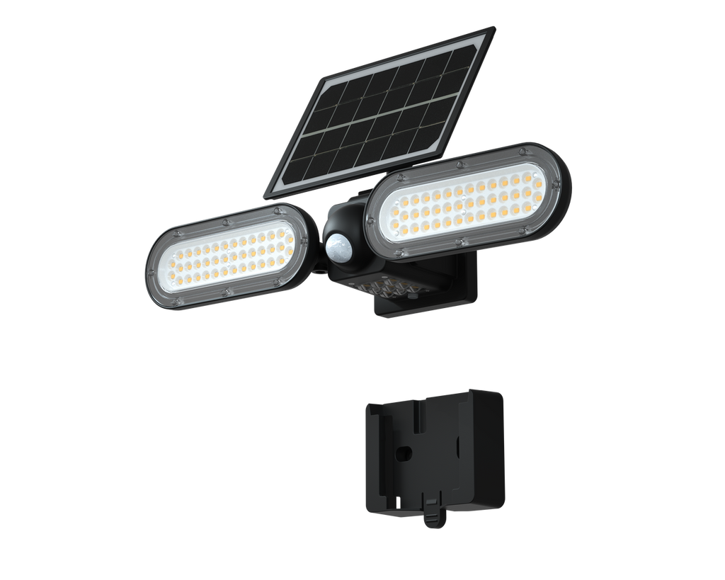 LED Solar Wall Lights - 15 Watt - 6000K Daylight Deluxe - Black Finish