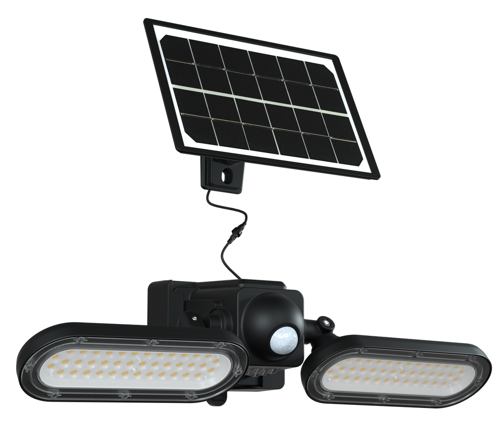 LED Solar Wall Lights - 15 Watt - 6000K Daylight Deluxe - Black Finish