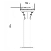 LED Solar Bollard Lights with Remote - Height 36 Inches- 2 Watt - 350 Lumens - Color Selectable 30K/50K - Anchor Bolts & Plate Included - Black Finish