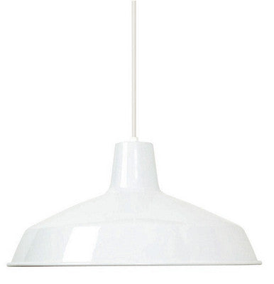 White Industrial Warehouse Style Pendant - 16in. Diameter