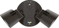 LED Residential Security FloodLights, 2 Round Heads, Adjustable Light Output, Switchable CCT- 3000K, 4000K, 5000K, 120V, Photocell, Dark Bronze Finish