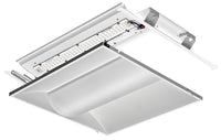 LED 2x2 Volumetric Architectural Fixture, white lower bracket, Nominal 2000 lumens, Acrylic diffuser, linear prismatic lens, eldoLED dimming 1pct, 80+ CRI, 4000K, SKU - 231A6W - 2VTL2RT 20L ADP EZ1 LP840