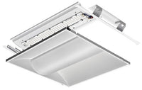 LED 2x2 Volumetric Architectural Fixture, white lower bracket, Nominal 3300 lumens, Acrylic diffuser, linear prismatic lens, eldoLED dimming 1pct, 80+ CRI, 4000K, SKU - 228VAC - 2VTL2RT 33L ADP EZ1 LP840