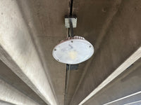 60 Watt LED Round Garage Canopy Light - Ceiling or Conduit Mount - 7100 Lumens - 5000K Daylight - 120-277V - White Finish