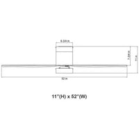 52 Inch White Finish ABS Plastic 4-Blade Ceiling Fan & Light - 120V - 19W - 3000K Soft White - Wall Switch Included