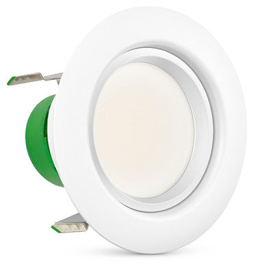 4 Inch LED Eyeball Downlight - 9 Watt - 800 Lumens - Color Selectable 27K/30K/40K/50K - 120V - Recessed Can Required - Dimmable