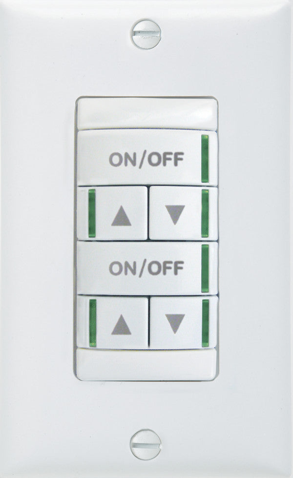 Low Voltage Push-Button Wallpod, 2 scene control (2 buttons), Raise/Lower Dimming, White