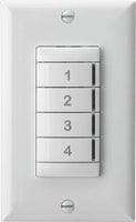 Low Voltage Push-Button Wallpod, 4 scene control, White, Low Temperature / High Humidity