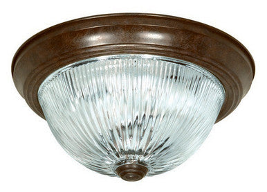 2 Light - 11" - Flush Mount - Clear Ribbed Glass