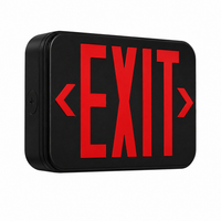 LED Exit and Emergency, Red, Dual Face, Wall, Ceiling Mount, 120/277V, Black Housing, Nickel Cadmium Battery
