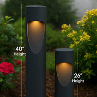 LED Garden Pathway Bollard Light - 15 Watts 1500 Lumens - Color Selectable 30K/40K/50K - 26 Inches Tall - 120-277V - Black Finish