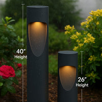 LED Garden Pathway Bollard Light - 15 Watts 1500 Lumens - Color Selectable 30K/40K/50K - 26 Inches Tall - 120-277V - Black Finish