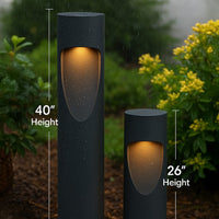 LED Garden Pathway Bollard Light - 15 Watts 1500 Lumens - Color Selectable 30K/40K/50K - 26 Inches Tall - 120-277V - Black Finish