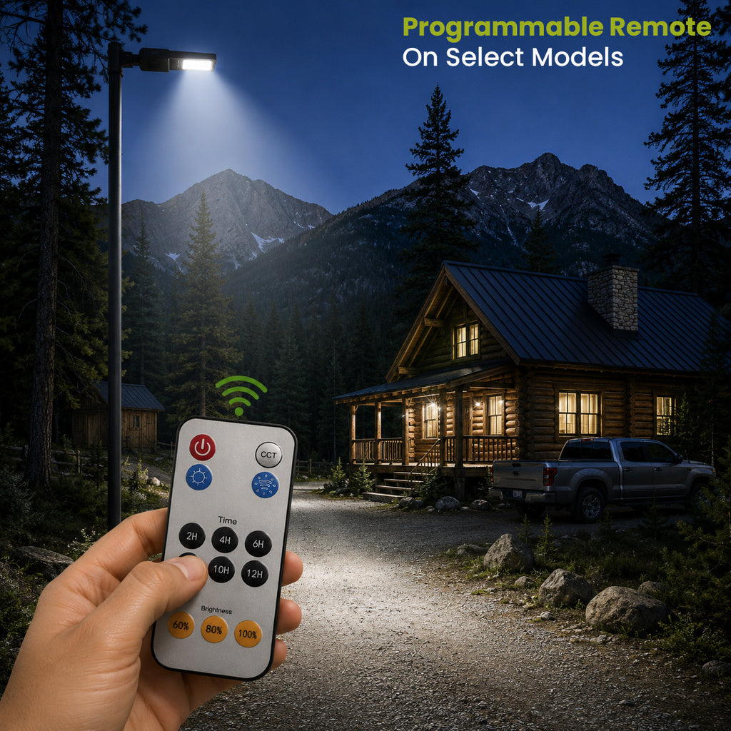 LED Dusk to Dawn Outdoor Solar Lights - Post or Wall Mounted - Choose from Multiple Wattages