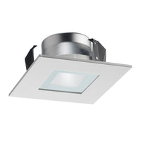 4IN Square Frosted Lens Lens with Clear Center Trim, White, White Trim Ring
