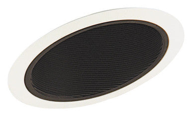 6IN Standard Slope Down-Light Baffle Trim, Black, White Trim Ring
