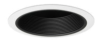 6IN Full Baffle Trim with Torsion Springs, Black, White Trim Ring