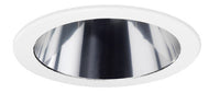 4IN Line Voltage Clear Cone Trims, Clear Alzak, White Trim Ring