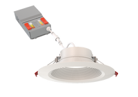 6 Inch Wafer Thin LED Down-Light, Deep Regressed, Baffle, Switchable Lumens - 800LM, 1050LM, &1300LM - Color Selectable 27K/30K/35K/40K/50K, 90+ CRI, Matte White