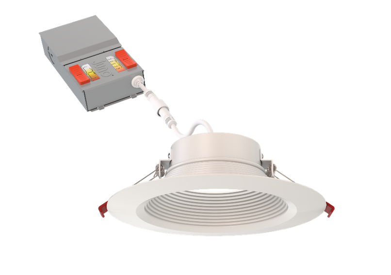 6 Inch Wafer Thin LED Down-Light, Deep Regressed, Baffle, Switchable Lumens - 800LM, 1050LM, &1300LM - Color Selectable 27K/30K/35K/40K/50K, 90+ CRI, Matte White