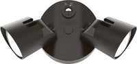 LED Residential Security FloodLights, 2 Round Heads, Adjustable Light Output, 4000K, 120V, Photocell, Dark Bronze Finish