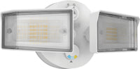 LED Residential Security FloodLights, 2 square Heads, Adjustable Light Output, Switchable CCT- 3000K, 4000K, 5000K, 120V, Photocell, White