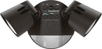 LED Residential Security FloodLights, 2 Round Heads, Adjustable Light Output, Switchable CCT- 3000K, 4000K, 5000K, 120V, Motion/ambient Sensor <15FT Dims to 3V, Dark Bronze Finish