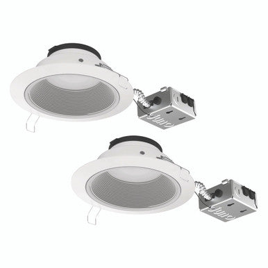 With the 2 Pack Juno® Podz 6-inch LED canless downlights ordering, stocking, and installing is easier than ever before as the trim and remodel junction box are packaged altogether in one single carton - JPDZ6JB RDC1 WWH CP2 M2