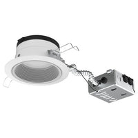 Juno Podz 4IN LED Down-Lights, Down-Light Baffle Trim, Switchable Lumens - 700LM, 1000LM, & 1200LM, Switchable CCT - 2700K, 3000K, 3500K, 4000K, 5000K + WarmDim (2850), 90+ CRI, 120V, Forward/Reverse Phase Cut, White, White Trim Ring