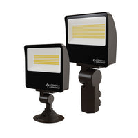 LED Flood Light, Adjustable Light Output, Switchable CCT- 3000K, 4000K, 5000K, 120-277V, Knuckle Yoke, Bronze Finish