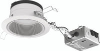 Juno Podz 4IN Trim &Remodel Junction Box, Round Down-Light Baffle 120V, White, White Trim Ring