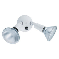 Twin par holder, (2) Up to 150W Outdoor PAR Medium Base Lamps, 120V, Dusk to Dawn photocell, White