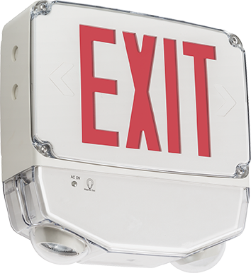 The WLTC by Lithonia Lighting® is a high-performing wet location LED exit combination light that  provides a minimum of 90-minutes of illuminationupon the loss of AC power. It is designed with waterti - WLTC 1 G M4