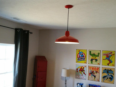 Red Industrial Warehouse Style Pendant - 16in. Diameter