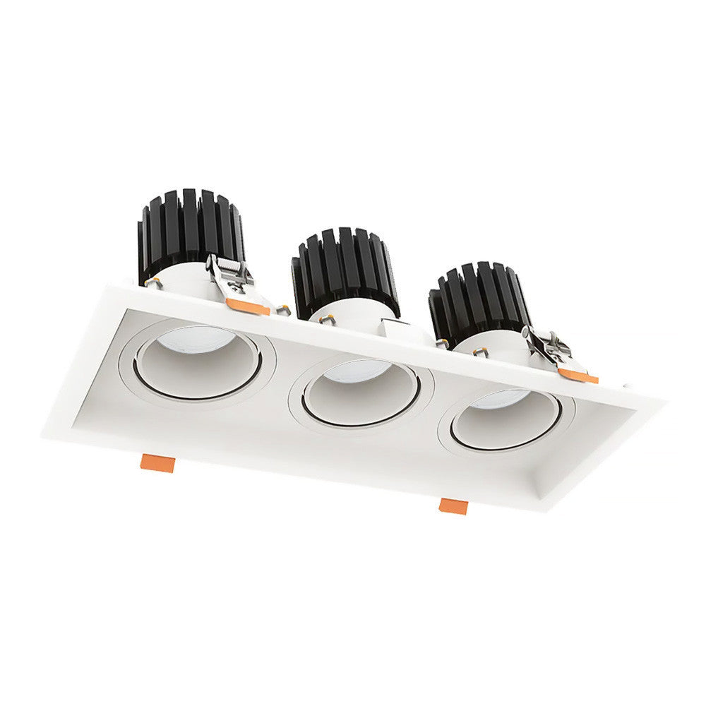 LED Architectural Light Triple Slot - 30W - 120V - Color Selectable 27K/30K/35K/40K/50K - Triac Dimmable - Frosted Lens - White Finish
