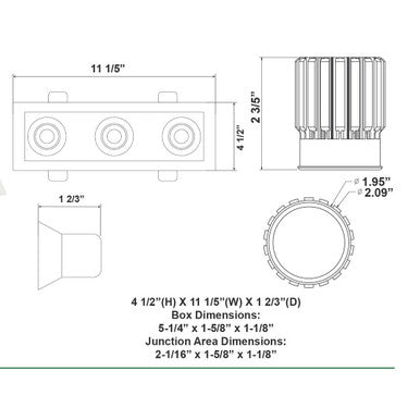 LED Architectural Light Triple Slot - 30W - 120V - Color Selectable 27K/30K/35K/40K/50K - Triac Dimmable - Frosted Lens - White Finish
