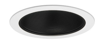 6IN Conical Baffle Trim, Black, White Trim Ring