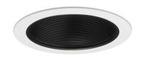 6IN Conical Baffle Trim, Black, White Trim Ring