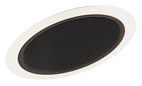 6IN Standard Slope Down-Light Baffle Trim, Black, White Trim Ring
