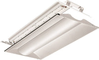 LED 2x4 Volumetric Architectural Fixture, white lower bracket, Nominal 4000 lumens, Acrylic diffuser, linear prismatic lens, eldoLED dimming 1pct, 80+ CRI, 4000K, SKU - 228KGN - 2VTL4RT 40L ADP EZ1 LP840