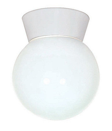 1 Light - 8" - Utility, Ceiling Mount - With White Glass Globe
