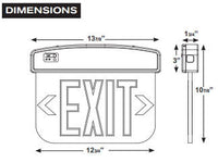 LED Plastic Edge Lit Exit Sign - Black Canopy Surface Mount with Clear Panel and Red Lettering - With Battery Back-Up
