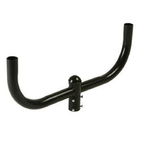 Pole Top Mounted Steel Bullhorn Style Light Bracket for 2 Lights in line, Tenon 2 3/8 in O.D, Fixture Tenon Size 2 3/8, Dark Bronze Finish,