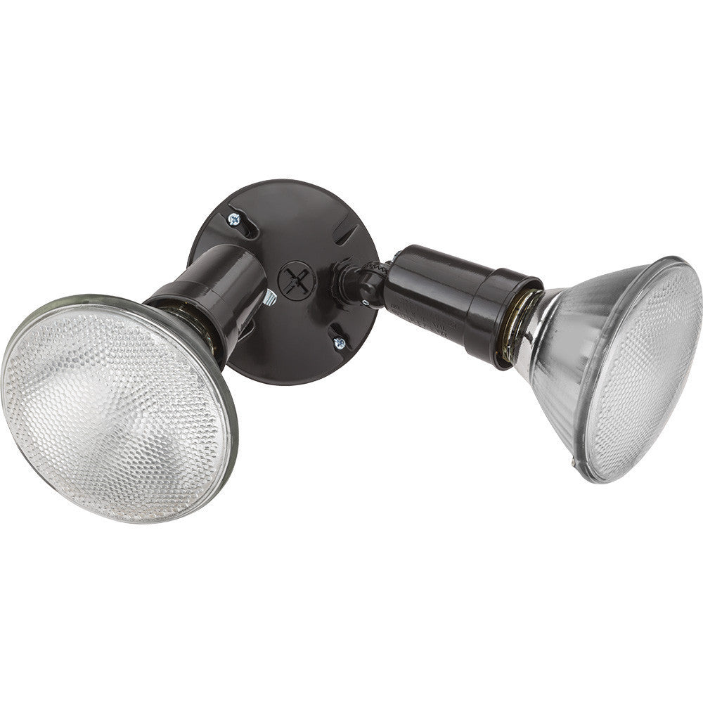 Twin par holder, (2) Up to 150W Outdoor PAR Medium Base Lamps, 120V, Dark Bronze Finish