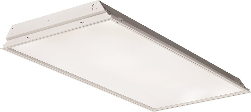 LED troffer, 2x4, Nominal 4000 lumens, Flush aluminum, white, #12 pattern acrylic, eldoLED dimming 1pct, 80+ CRI, 4000K, SKU - 233KM9 - 2TL4 40L FW A12 EZ1 LP840