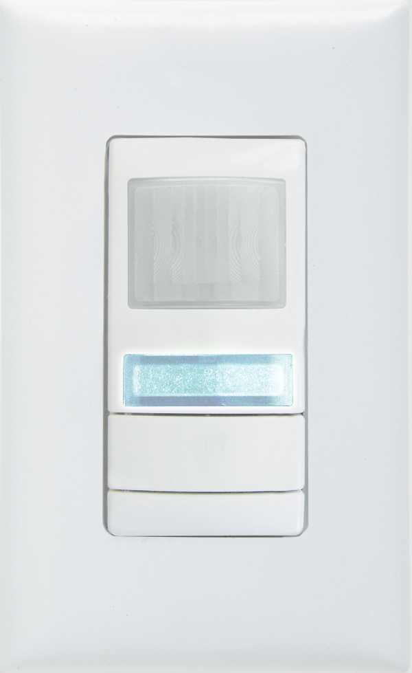 Wall Switch Sensor, Passive Dual Technology, Low Voltage, Raise/Lower Dimming, White