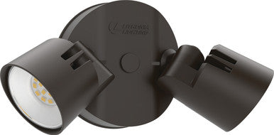 LED Residential Security FloodLights, 2 Round Heads, 4000K, 120V, Dark Bronze Finish