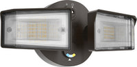 LED Residential Security FloodLights, 2 square Heads, Adjustable Light Output, Switchable CCT- 3000K, 4000K, 5000K, 120V, Photocell, Dark Bronze Finish